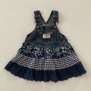 Oshkosh 9 Months Baby Girl Floral Ruffle Jumper Overall Dress Spring Summer